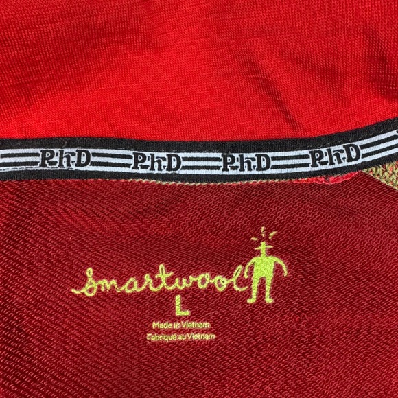 Smartwool PhD Merino Wool Blend Full Zip Jacket Mens Large Gray Red Performance - Picture 4 of 16